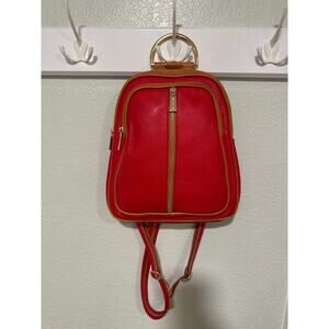 Valentina Red & Gold Leather Backpack Purse